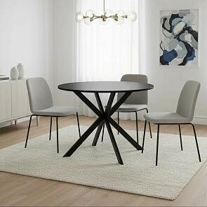 Стол ВЕГА D100 Черный, стекло/ черный каркас М-City