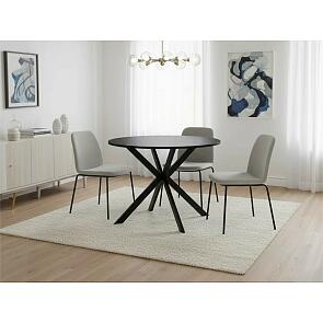 Стол ВЕГА D100 Черный, стекло/ черный каркас М-City