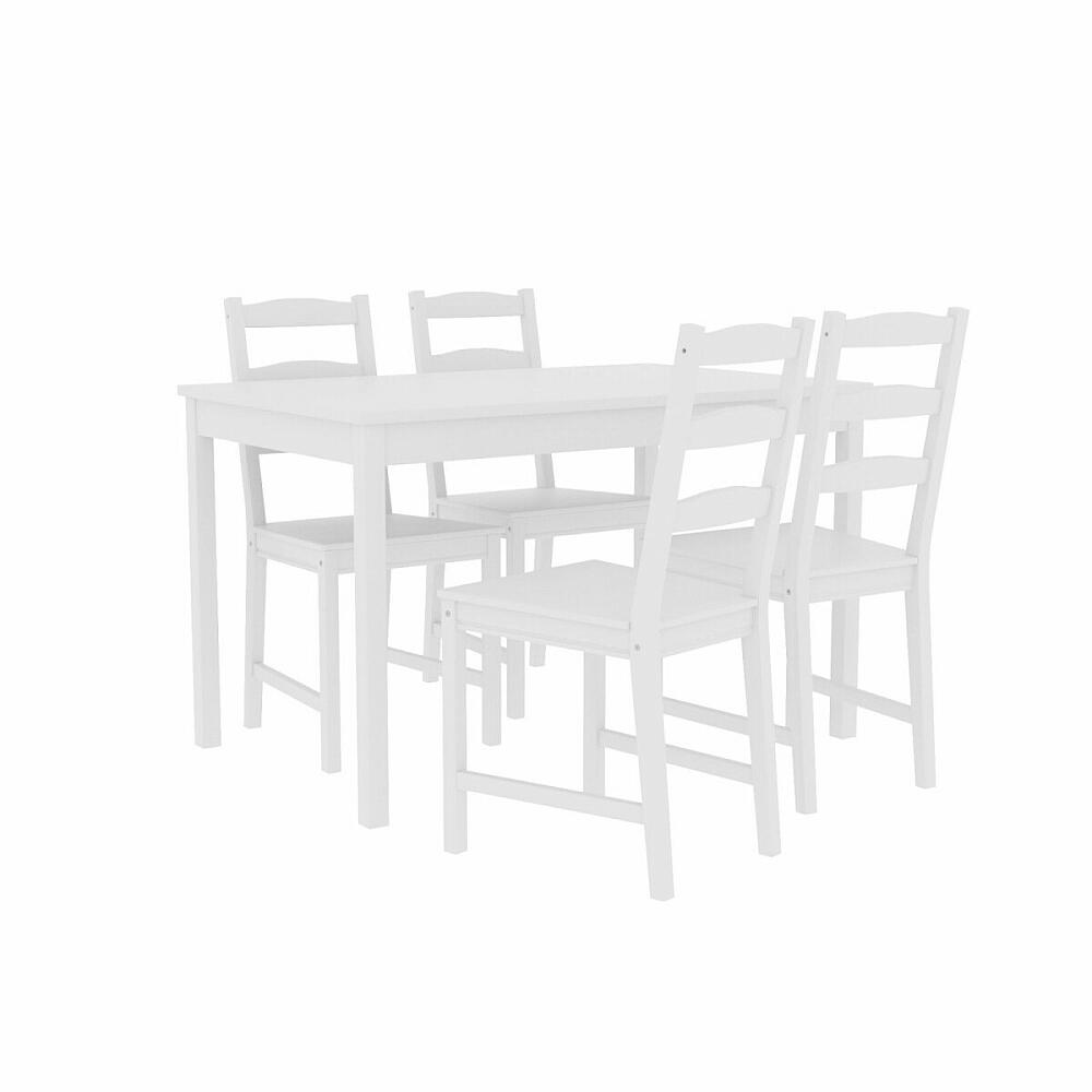 

Обеденная группа 'Вествик' (стол + 4 стула), Белый лак
