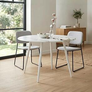 Стол Абилин 90х76 мрамор белый/белый матовый