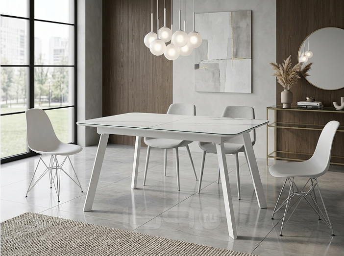 Стол ARUBA 120 GREY-WHITE/ WHITE глазурованное стекло