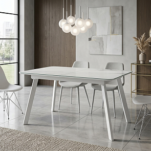 Стол ARUBA 120 GREY-WHITE/ WHITE глазурованное стекло