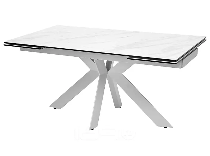 Стол BELLUNO 160 MARBLES KL-99 Белый мрамор матовый, итальянская керамика/ белый каркас, ®DISAUR