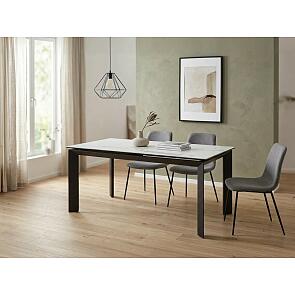 Стол CREMONA 140 HIGH GLOSS STATUARIO Белый мрамор глянцевый, керамика/ черный