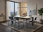 Стол CREMONA 140 HIGH GLOSS STATUARIO Белый мрамор глянцевый, керамика/ черный