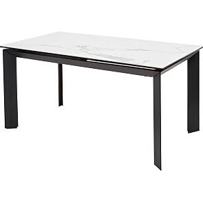 Стол CREMONA 140 HIGH GLOSS STATUARIO Белый мрамор глянцевый, керамика/ черный