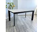 Стол CREMONA 140 KL-99 Белый мрамор матовый, итальянская керамика/черный