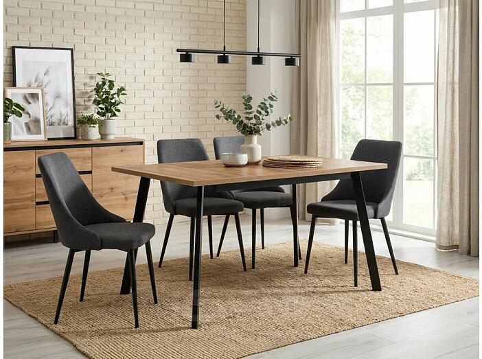 Стол Колон Лофт 120(160)х75х75 дуб вотан/черный матовый