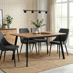 Стол Колон Лофт 120(160)х75х75 дуб вотан/черный матовый