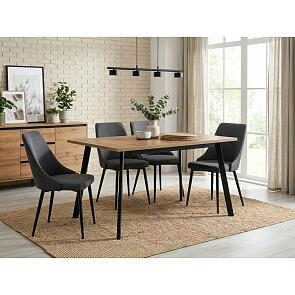 Стол Колон Лофт 120(160)х75х75 дуб вотан/черный матовый