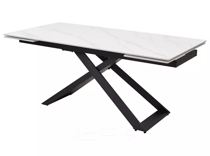 Стол LIVORNO 180 MATT WHITE MARBLE SOLID CERAMIC / BLACK, ®DISAUR