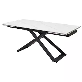 Стол LIVORNO 180 MATT WHITE MARBLE SOLID CERAMIC / BLACK, ®DISAUR
