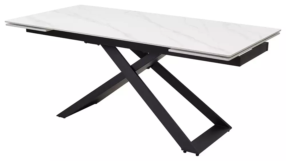 Стол LIVORNO 180 MATT WHITE MARBLE SOLID CERAMIC BLACK DISAUR 80055₽