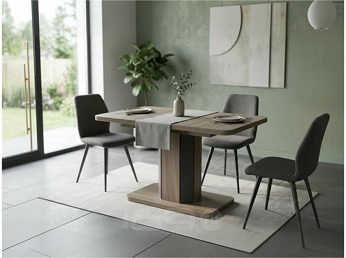 Стол обеденный раздвижной STORK ДУБ КАНЗАС/ ВОЛЬФРАМ 120/160