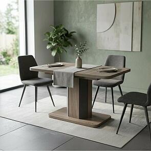 Стол обеденный раздвижной STORK ДУБ КАНЗАС/ ВОЛЬФРАМ 120/160