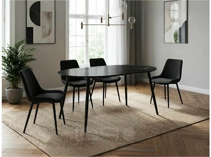 Стол СТЕНЛИ черный мрамор 1000/1400х750х1000