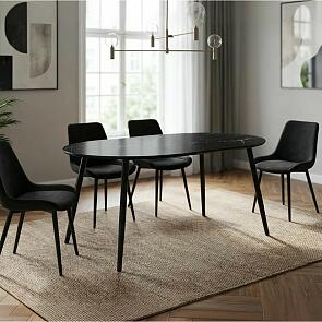 Стол СТЕНЛИ черный мрамор 1000/1400х750х1000