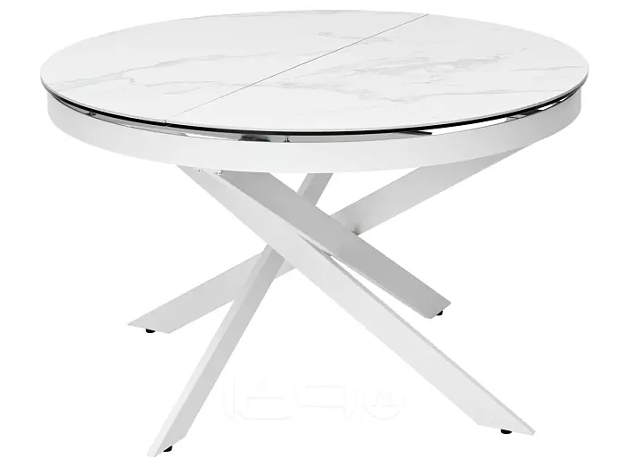 Стол TRENTO 120 HIGH GLOSS STATUARIO Белый мрамор глянцевый, керамика/ белый каркас, ®DISAUR
