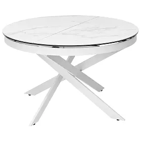 Стол TRENTO 120 HIGH GLOSS STATUARIO Белый мрамор глянцевый, керамика/ белый каркас, ®DISAUR