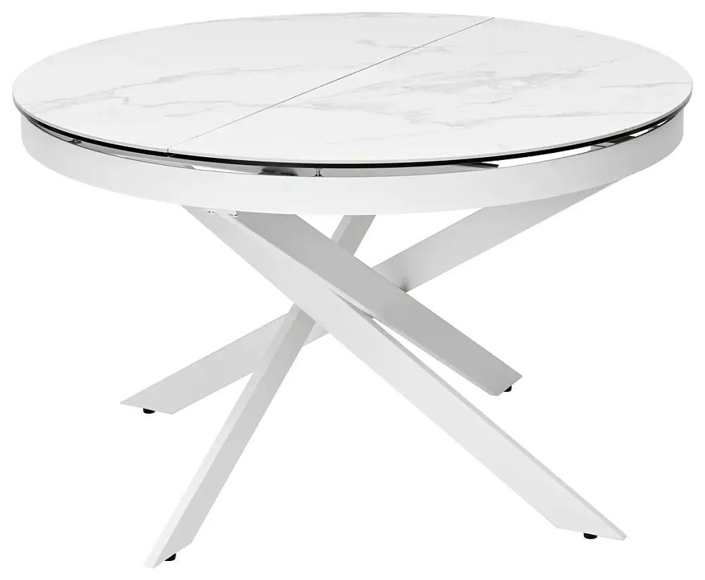 Стол TRENTO 120 HIGH GLOSS STATUARIO Белый мрамор глянцевый керамика белый каркас DISAUR 73620₽