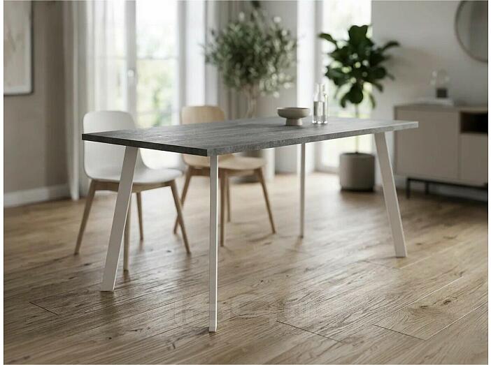 Стол Тринити Лофт 120х60х75 бетон/матовый белый