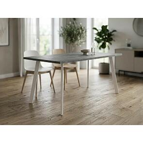 Стол Тринити Лофт 120х60х75 бетон/матовый белый