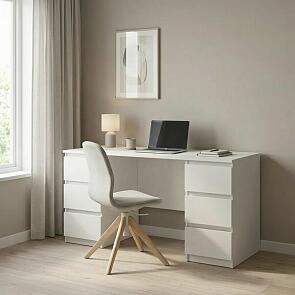 КАСТОР стол письменный 6 ящиков 151х65 RU белый