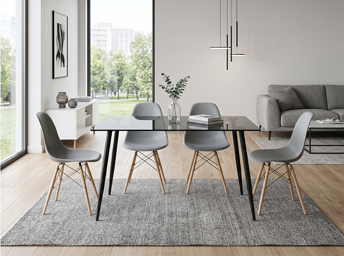 Стол стеклянный Smoke 120х80х75 clear gray / black