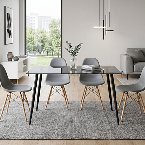 Стол стеклянный Smoke 120х80х75 clear gray / black
