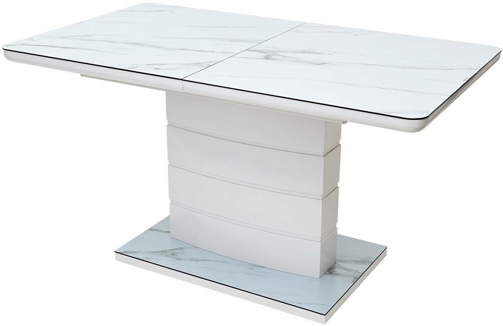 Стол ALTA 140 GREY-WHITE MARBLE/ WHITE глазурованное стекло imperial family grey charcoal стол журнальный