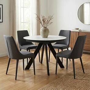 Стол БОНЖУР 100 Белый мрамор, стекло