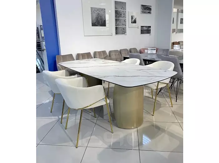 Стол BRONTE 220 KL-188 Контрастный мрамор матовый, итальянская керамика/ Шампань