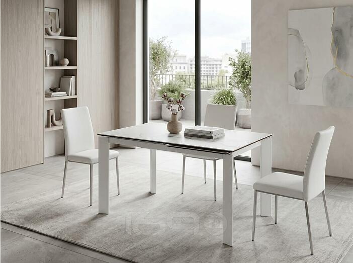 Стол CORNER 120 HIGH GLOSS STATUARIO керамика/ белый каркас
