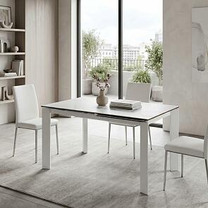 Стол CORNER 120 HIGH GLOSS STATUARIO керамика/ белый каркас