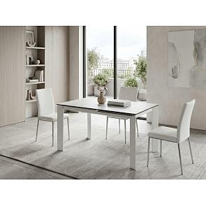 Стол CORNER 120 HIGH GLOSS STATUARIO керамика/ белый каркас