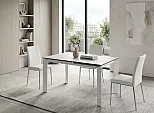 Стол CORNER 120 HIGH GLOSS STATUARIO керамика/ белый каркас