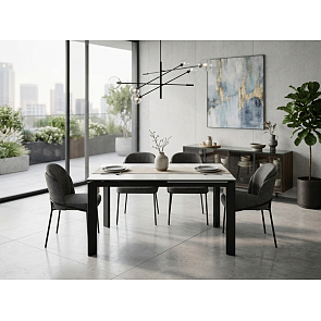 Стол CORNER 120 MATTE STATUARIO Белый мрамор матовый керамика, стекло/ черный каркас