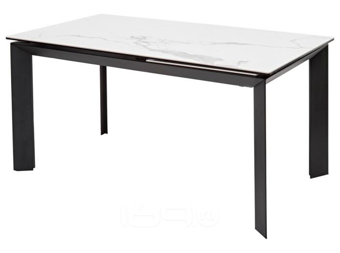 Стол CREMONA 140 HIGH GLOSS STATUARIO Белый мрамор глянцевый, керамика/ черный