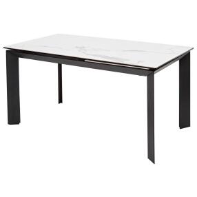 Стол CREMONA 140 HIGH GLOSS STATUARIO Белый мрамор глянцевый, керамика/ черный