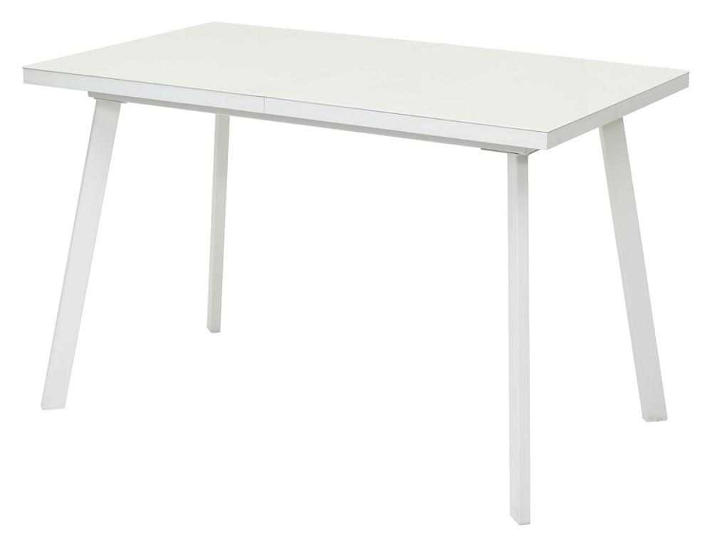 Стол ФИН 120 латте, стекло/ белый каркас обеденный стол из hpl 90 венето серый гранит каркас
