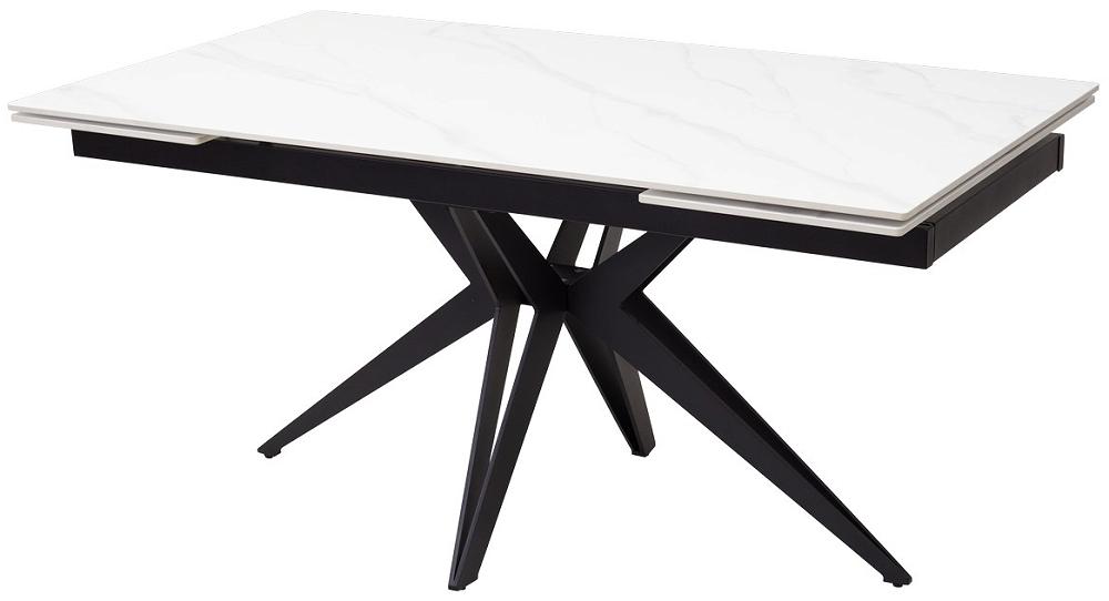 Стол FORIO 160 MATT WHITE MARBLE SINTERED STONE/ BLACK стол forio 160 matt black marble sintered stone black