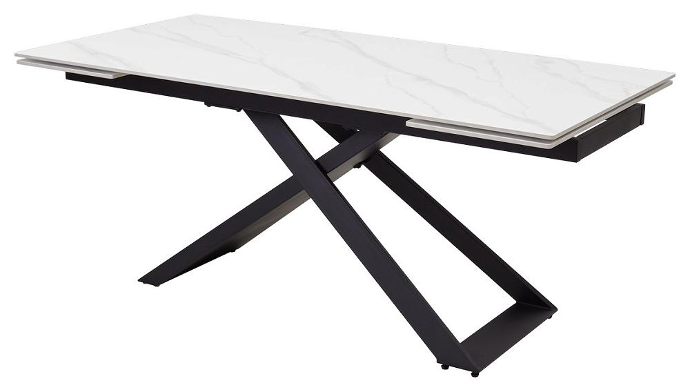 Стол LIVORNO 180 MATT WHITE MARBLE SINTERED STONE/ BLACK стол ivar 180 marbles kl 188 контрастный мрамор итальянская керамика