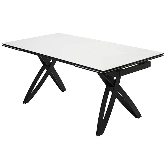 Стол ORISTANO 200 MARBLES KL-99 Белый мрамор матовый, итальянская керамика/ черный каркас