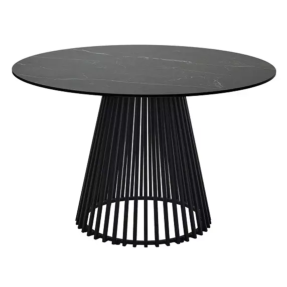 Стол PALERMO 180 TL-128 Испанская керамика черный контрастный мрамор/черный каркас
