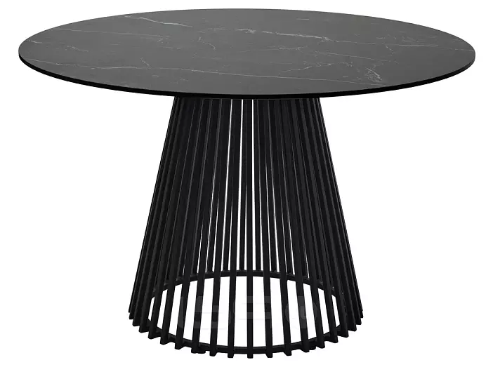 Стол TERNI 120 MATT BLACK MARBLE SOLID CERAMIC Черный мрамор матовый, керамика /Черн.каркас, ®DISAUR
