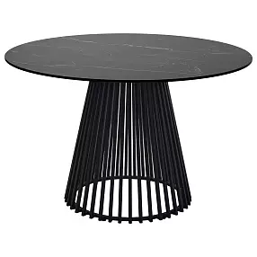 Стол TERNI 120 MATT BLACK MARBLE SOLID CERAMIC Черный мрамор матовый, керамика /Черн.каркас, ®DISAUR