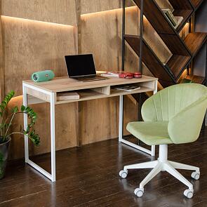 Стол письменный  Леон Лофт дуб делано светлый / матовый белый