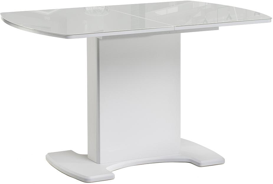 стеклянный стол komin 2 Стол стеклянный Палмер 120(160)х80х75 белое стекло/белый