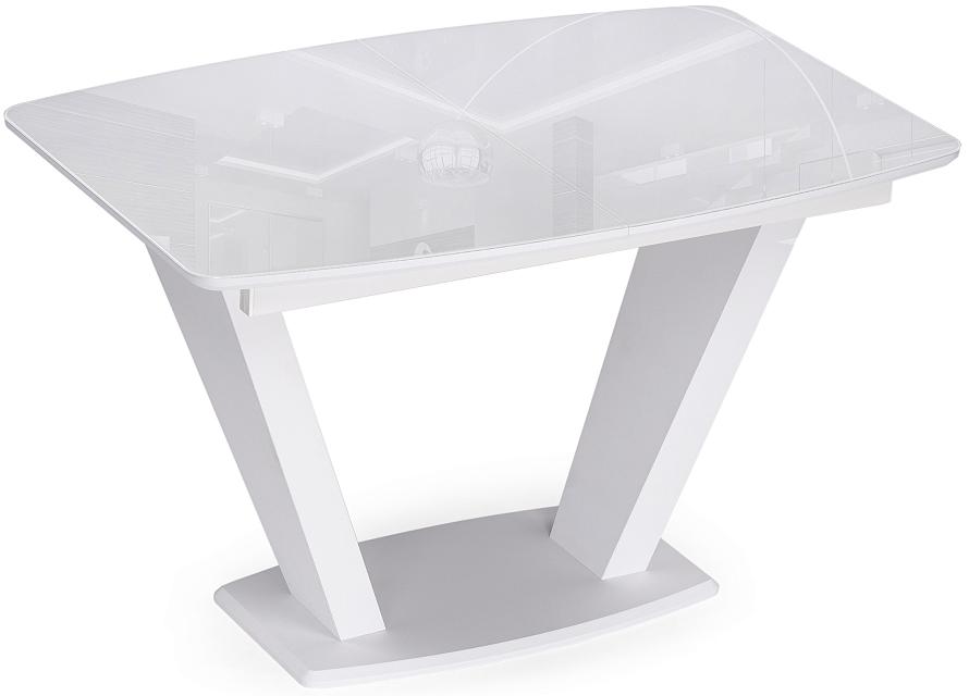 Стол стеклянный Петир 120(160)х80 ультра белый/белый/камень белый стеклянный стол woodville