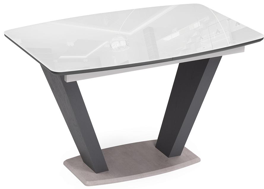 Стол стеклянный Петир 120(160)х80 ультра белый/гриджио/камень серый стеклянный стол woodville